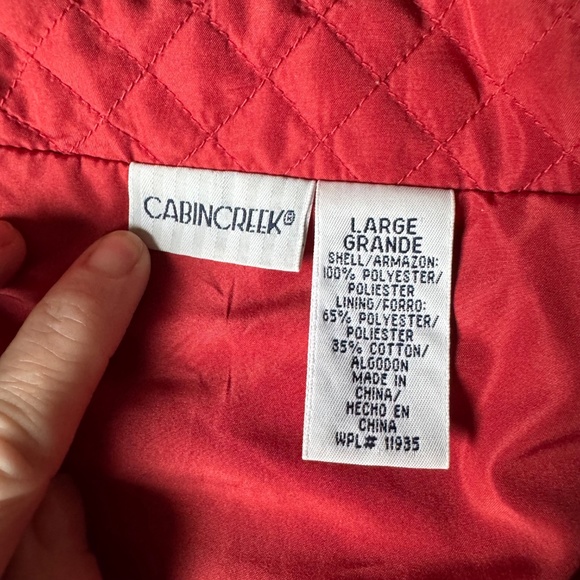 Vintage 90s L Red Cabin Creek Jacket w/ Rhinestones Soft Shell Windbreaker - Picture 7 of 13